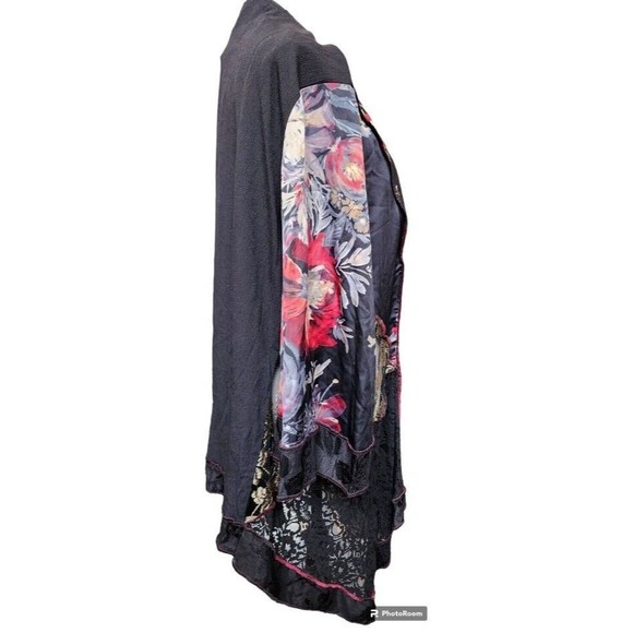 Embroidered Lace Velvet Burn Out Open Fron Kimono Style Top Size 1X NWT - Picture 3 of 10